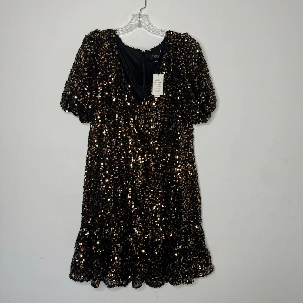 NWT Eloquii Sequin Puff Sleeve Dress 16 - Picture 3 of 15